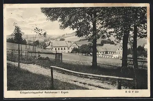 AK Reichenau / Frauenstein, Gasthaus Erbgerichtsgasthof in der Ferne