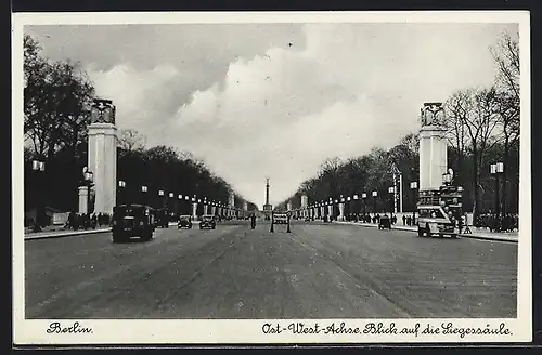 AK Berlin-Tiergarten, Ost-West-Achse, Blick auf die Siegessäule