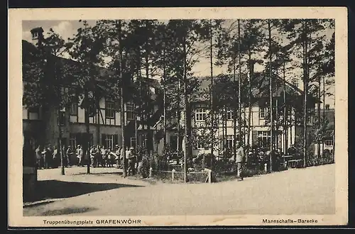 AK Grafenwöhr, Mannschafts-Baracke auf dem Truppenübungsplatz