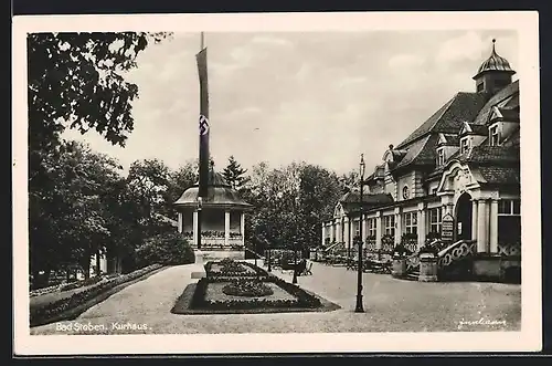 AK Bad Steben, Kurhaus mit banner
