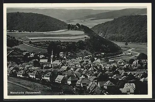 AK Meschede /Sauerland, Gesamtansicht aus der Vogelschau