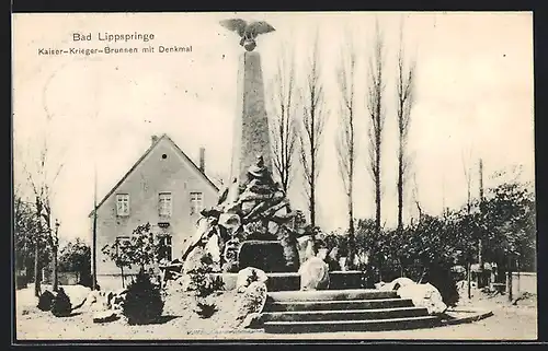 AK Bad Lippspringe, Kaiser-Krieger-Brunnen mit Denkmal