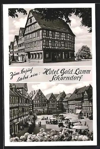 AK Schorndorf / Württ., Hotel Gold. Lamm, Bes. A. Moosmann, Markt