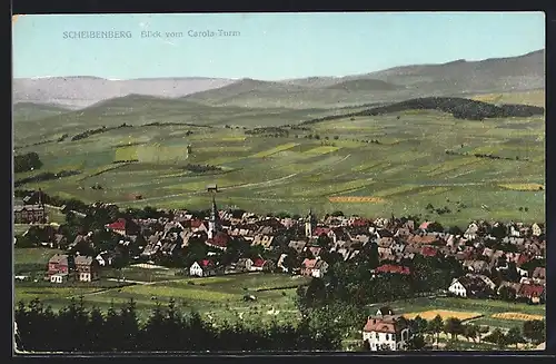 AK Scheibenberg, Blick vom Carola-Turm auf den Ort