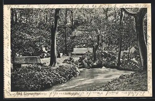 AK Bad Lippspringe, Parkbänke an der Jordanquelle