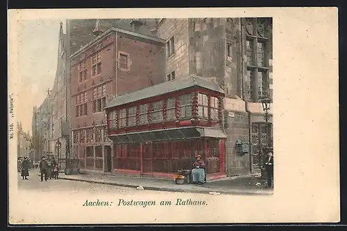 AK Aachen, Postwagen am Rathaus