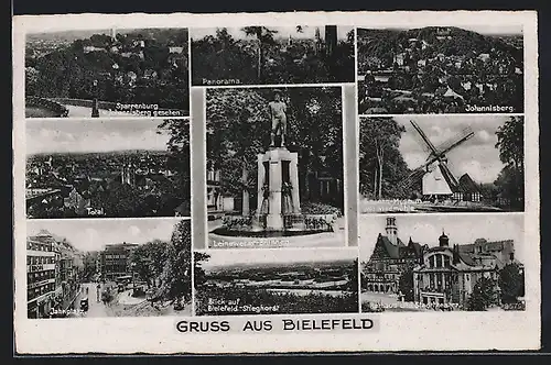 AK Bielefeld, Jahnplatz, Bauern-Museum, Rathaus & Stadttheater