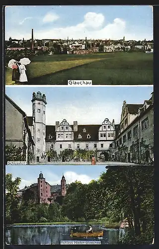 AK Glauchau, Gesamtansicht, Schlosshof & Schloss-Hinter-Glauchau