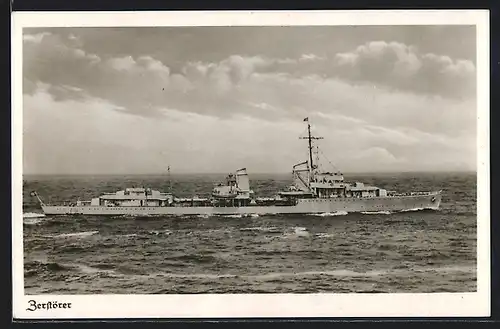 AK deutscher Zerstörer auf See, Kriegsmarine