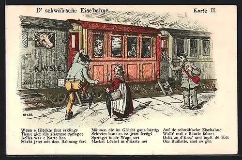AK D`schwäbische Eise`bahne, Karte II., Scherz