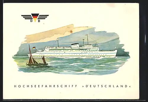 AK Hochsee-Fährschiff Deutschland, Segelboot