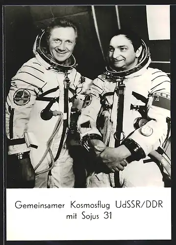AK Gemeinsamer Kosmosflug UdSSR /DDR mit Sojus 31, Oberst Waleri Bykowski & Oberstleutnant Sigmund Jähn