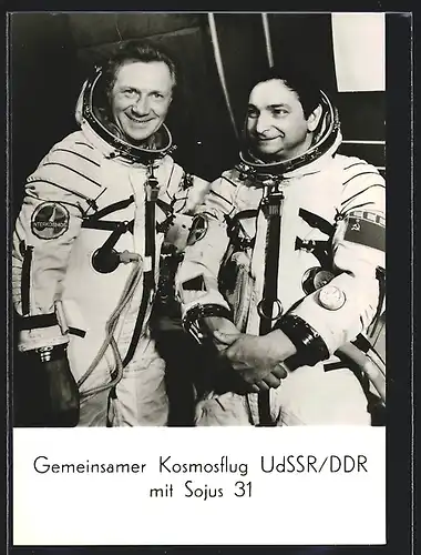 AK Gemeinsamer Kosmosflug UdSSR /DDR mit Sojus 31, Oberst Waleri Bykowski & Oberstleutnant Sigmund Jähn