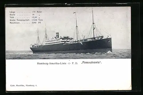 AK P. D. Pennsylvania der Hamburg-Amerika-Linie