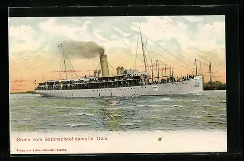 AK Salonschnelldampfer Odin im Wasser