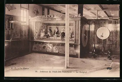 AK Intérieur de L`Ile de France, Le Guignol, Puppentheater auf Passagierschiff