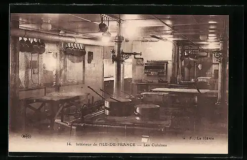 AK Passagierschiff Ile de France, Les Cuisines