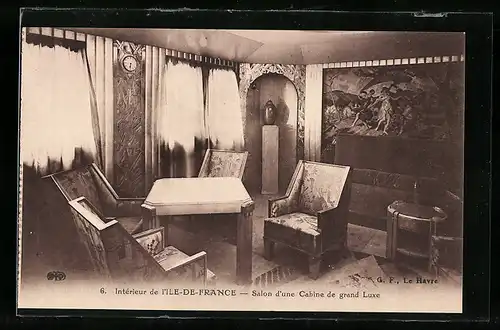 AK Intérieur de l`Ile-de-France, Salon d`une Cabine de grand Luxe