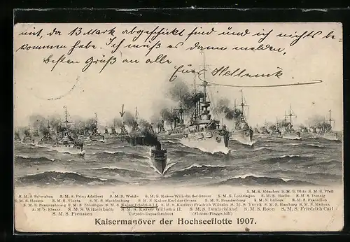 AK Kaisermanöver der Hochseeflotte 1907