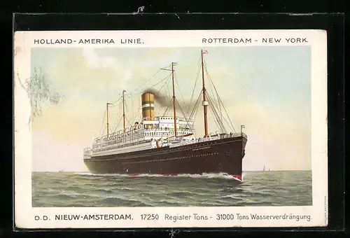 AK Passagierschiff T.S.S. Nieuw-Amsterdam, Holland-America Line