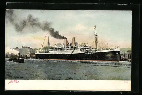 AK Dampfer Moltke im Hafen