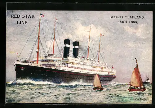 AK Steamer Lapland, Passagierschiff bei stürmischer See