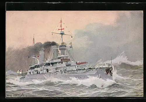 AK Kriegsschiff S. M. S. Kaiser Karl der Grosse auf hoher See