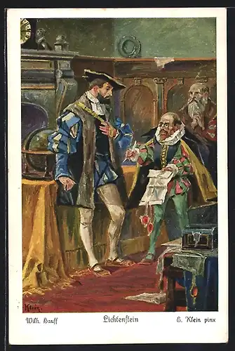 Künstler-AK sign. Wilh. Hauff: Lichtenstein mit Verträgen, Sage