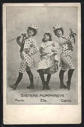 AK Humphreys Sisters mit gepunkteten Kostümen, Variete