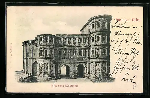 Relief-AK Trier, Porta nigra (Landseite)