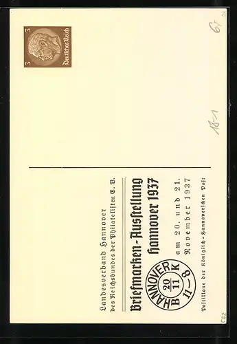 Künstler-AK Hannover, Briefmarken Ausstellung 1937, Postillone der kgl. hannoverschen Post, Ganzsache