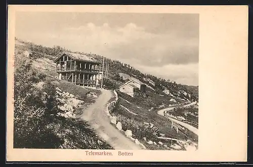 AK Botten /Telemarken, Häuser am Hang
