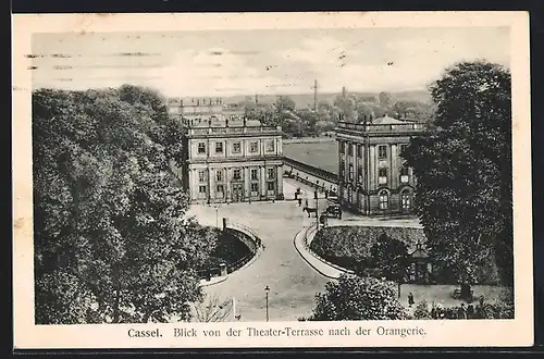 AK Kassel, Karlsaue, Blick von der Theater-Terrasse nach der Orangerie