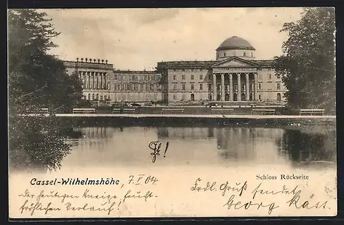 AK Cassel-Wilhelmshöhe, Schloss Rückseite am Wasser