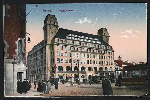 AK Essen, Handelshof, Strassenbahn
