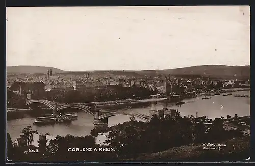 AK Koblenz a. Rhein, Uferpartie mit Brücke