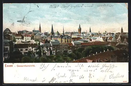 AK Essen / Ruhr, Gesamtansicht über die Dächer der Altstadt