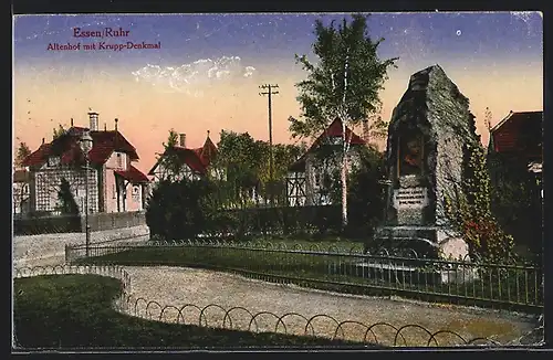 AK Essen a. Ruhr, Altenhof mit dem krupp-Denkmal