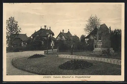 AK Essen, Colonie Altenhof mit Kruppdenkmal