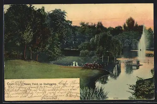 AK Essen, Neuer Teich im Stadtgarten