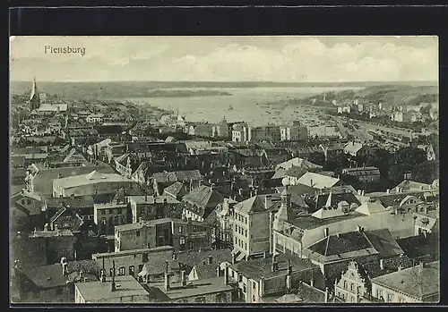 AK Flensburg, Ortsansicht mit Hafen
