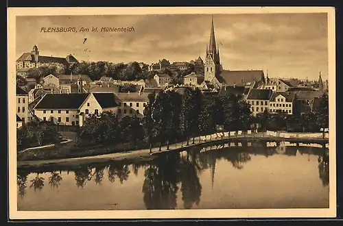 AK Flensburg, kleiner Mühlenteich und Kirche