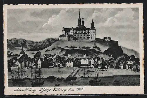 Künstler-AK Flensburg, Schloss Duburg um 1582