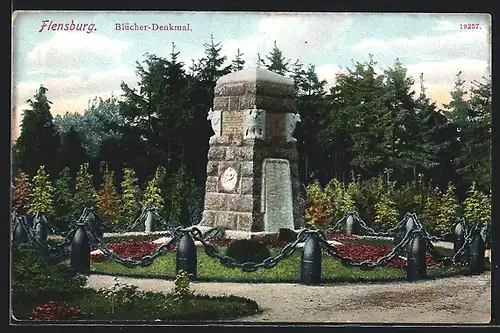 AK Flensburg, Ansicht vom Blücher-Denkmal