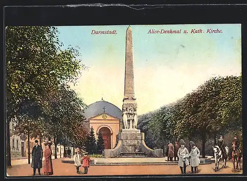 AK Darmstadt, Alice-Denkmal und Katholische Kirche