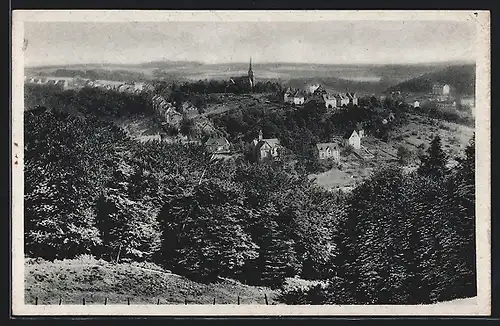 AK Dahlerau a. d. Wupper, Ortsansicht mit Kirche vom Hügel aus