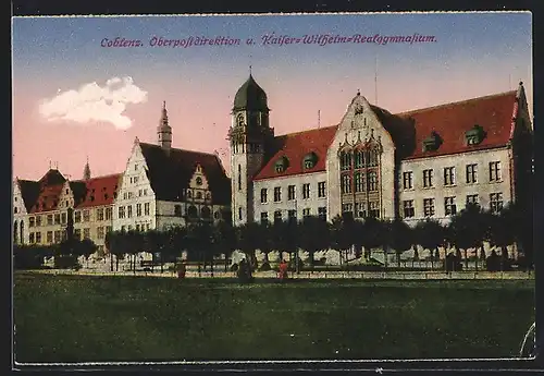 AK Coblenz, Oberpostdirektion und Kaiser-Wilhelm-Realgymnasium