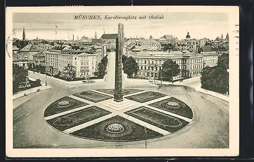 AK München, Karolinenplatz mit Obelisk