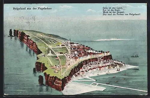 AK Helgoland, Insel aus der Vogelschau