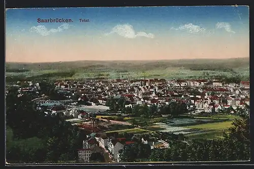 AK Saarbrücken, Totalansicht der Stadt